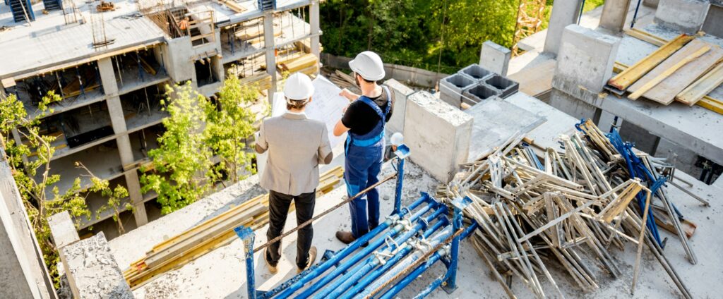 Construction site with workers